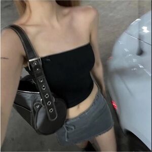 black tube top with bows Threetimes